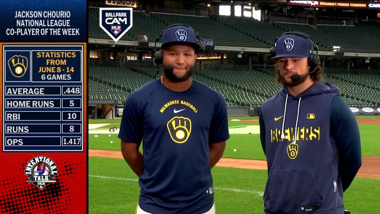 Jackson Chourio on camera with his interpreter
