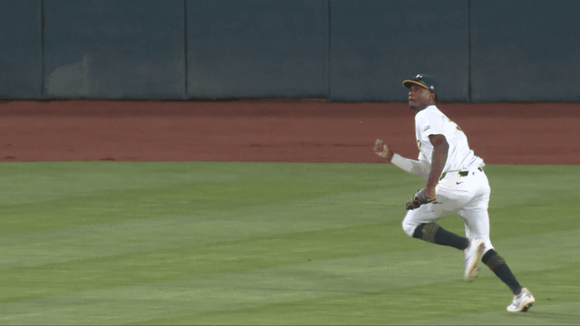 An animated gif of Denzel Clarke making a diving catch
