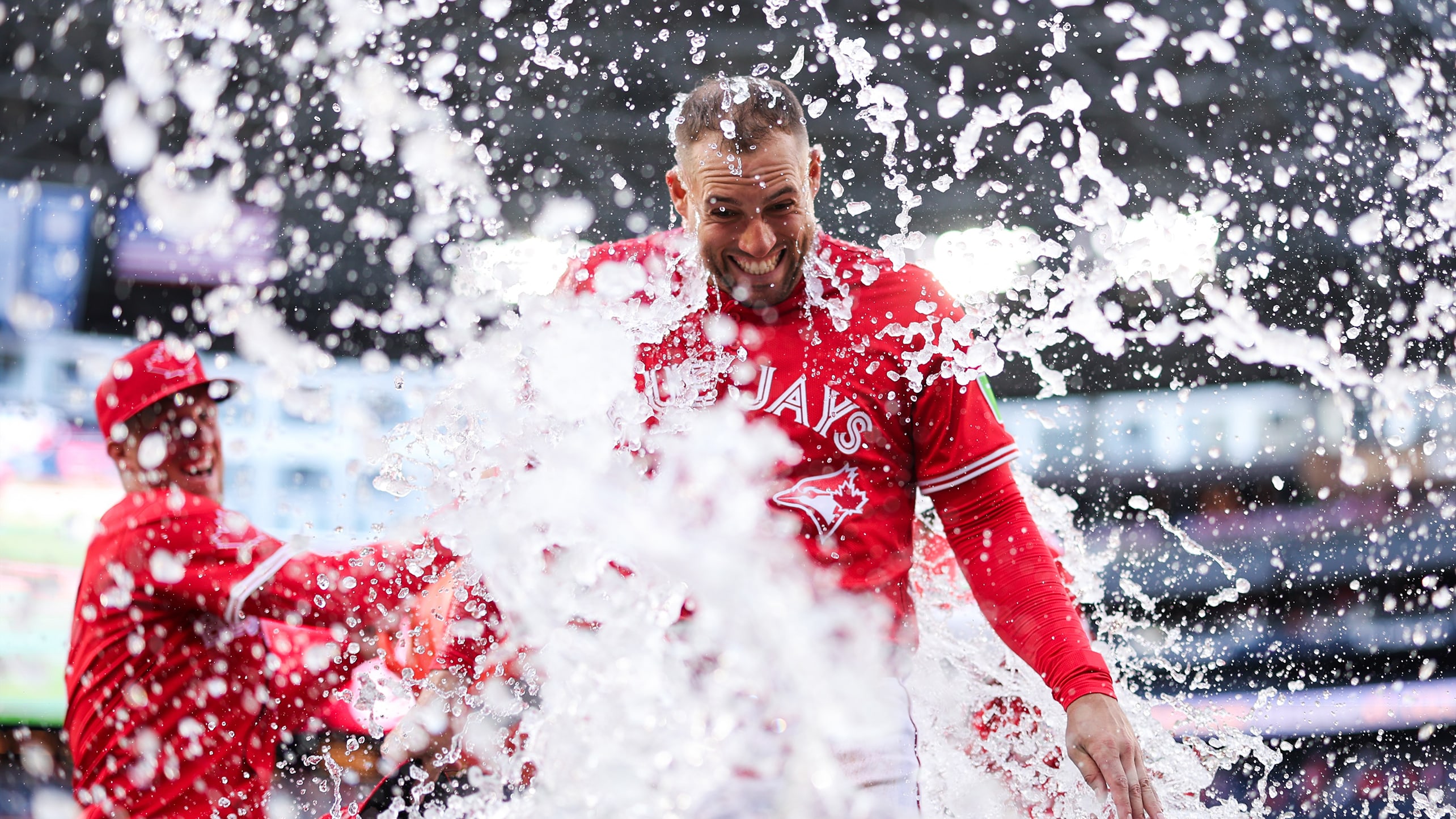 George Springer is doused after a big game