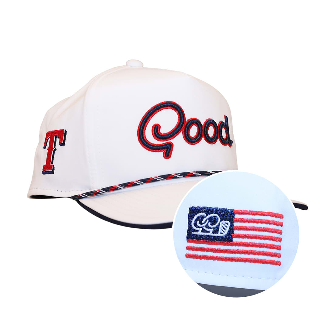 Score a limited edition Good Good/Texas Rangers cap with a purchase of a Theme Night ticket.

if you are trying to purchase in the MLB Ballpark app, be sure to purchase your Theme/Community Night ticket from rangers.com/themenights.