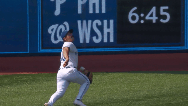 An animated gif of Davis Schneider making a diving catch