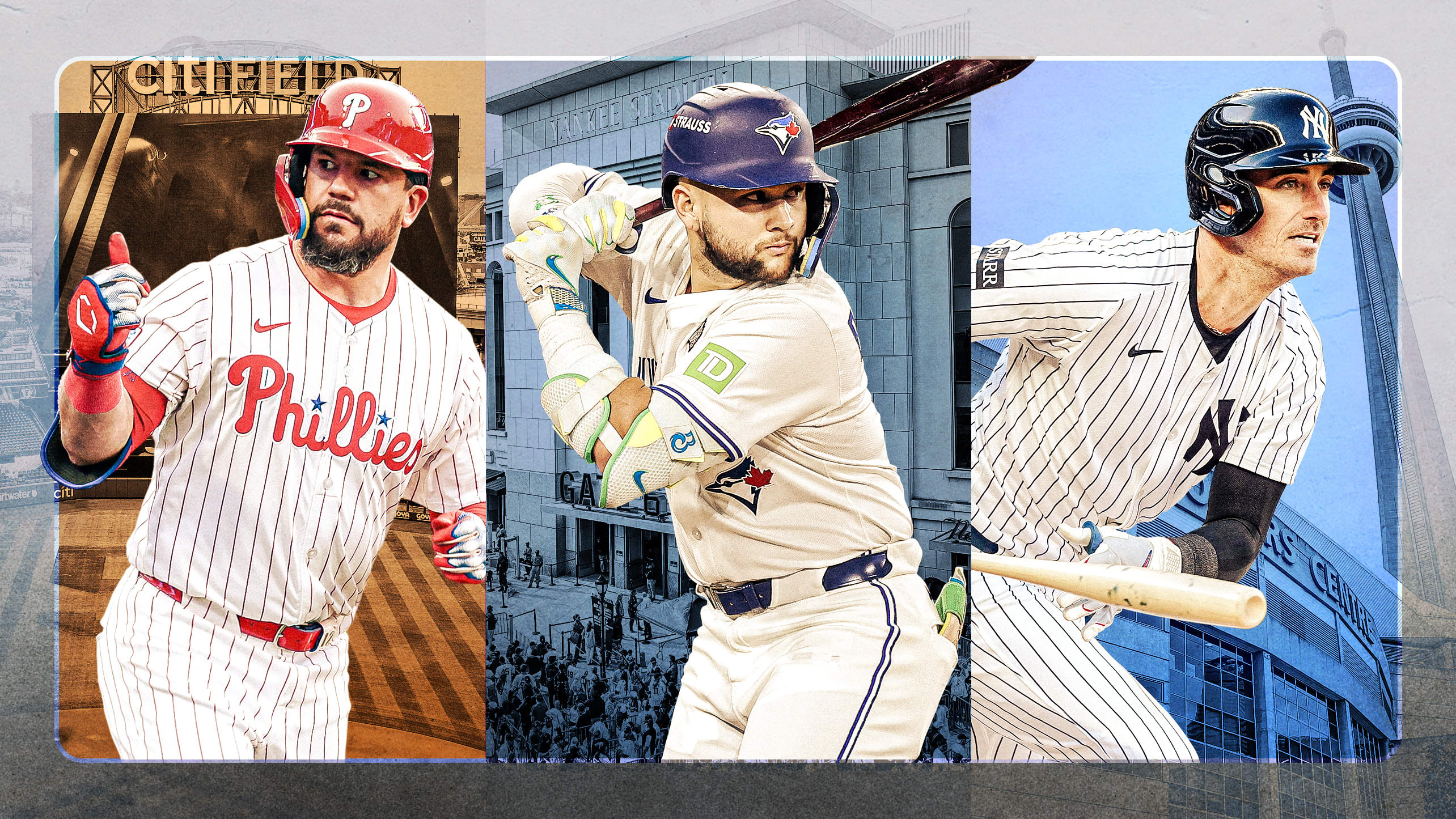 Kyle Schwarber, Bo Bichette and Cody Bellinger