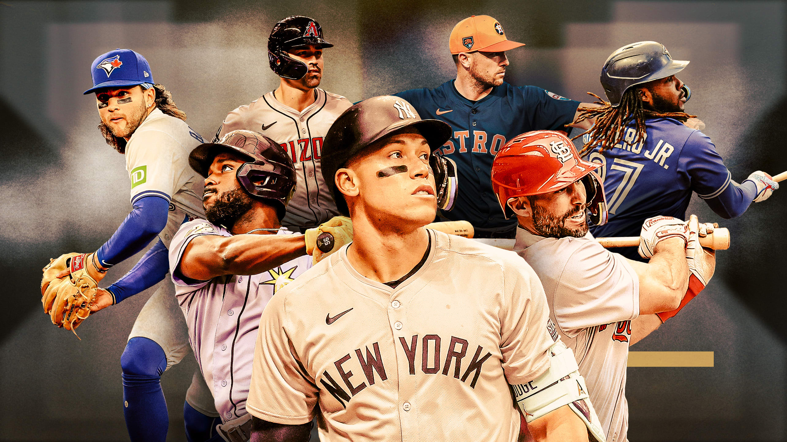 Bo Bichette, Randy Arozarena, Corbin Carroll, Aaron Judge, Alex Bregman, Paul Goldschmidt and Vladimir Guerrero Jr.
