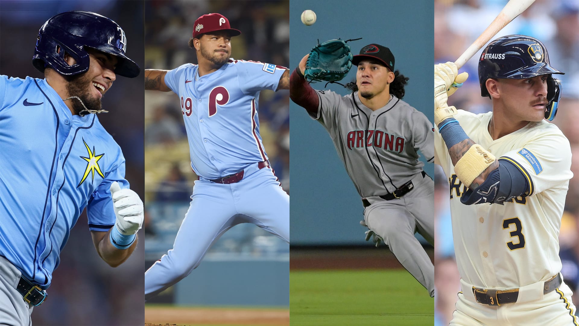 Jonathan Aranda, Taijuan Walker, Alek Thomas and Joey Ortiz