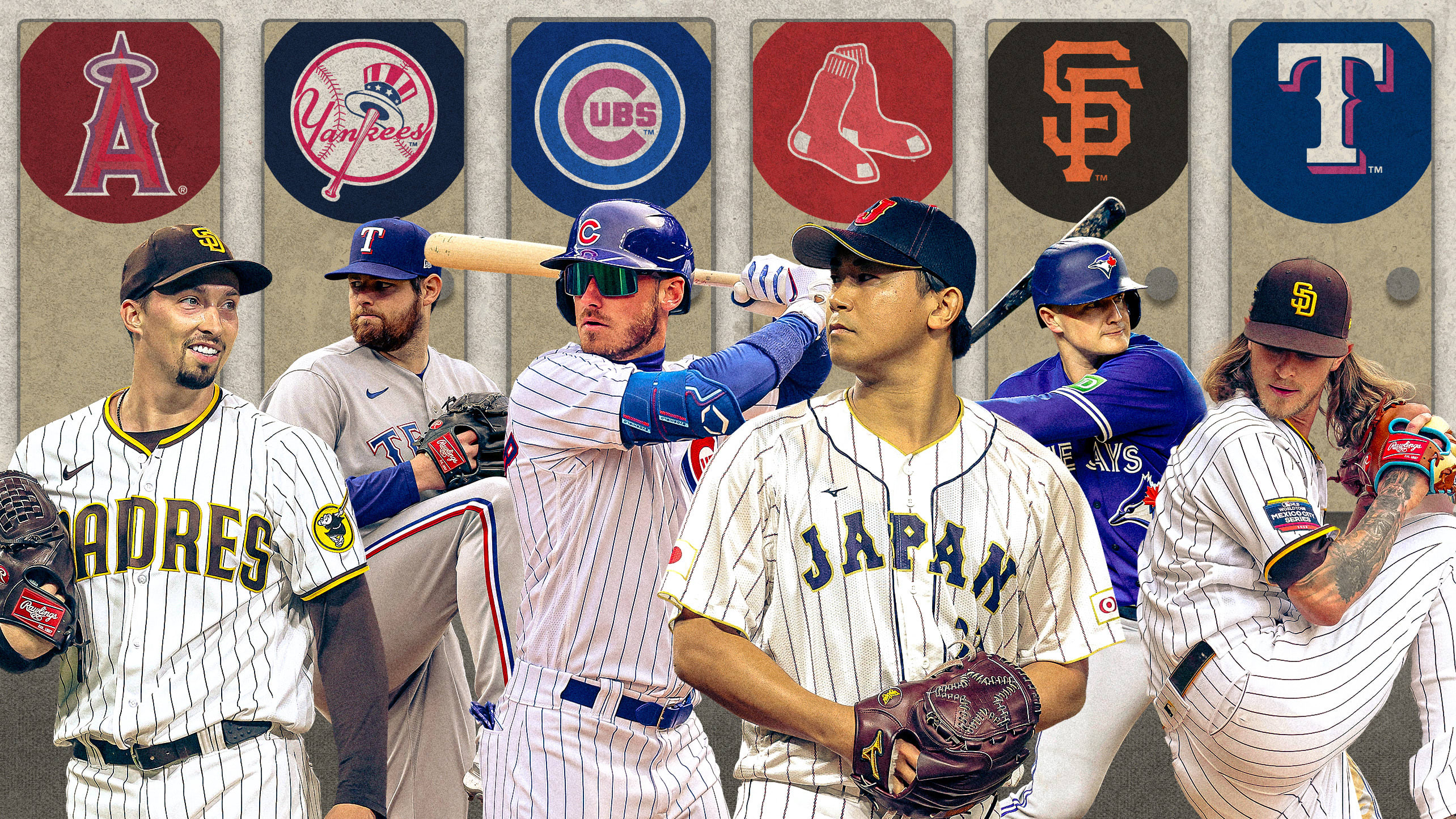 Blake Snell, Jordan Montgomery, Cody Bellinger, Shōta Imanaga, Matt Chapman and Josh Hader