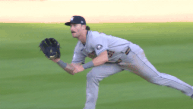 An animated gif of Jacob Melton making a diving catch.
