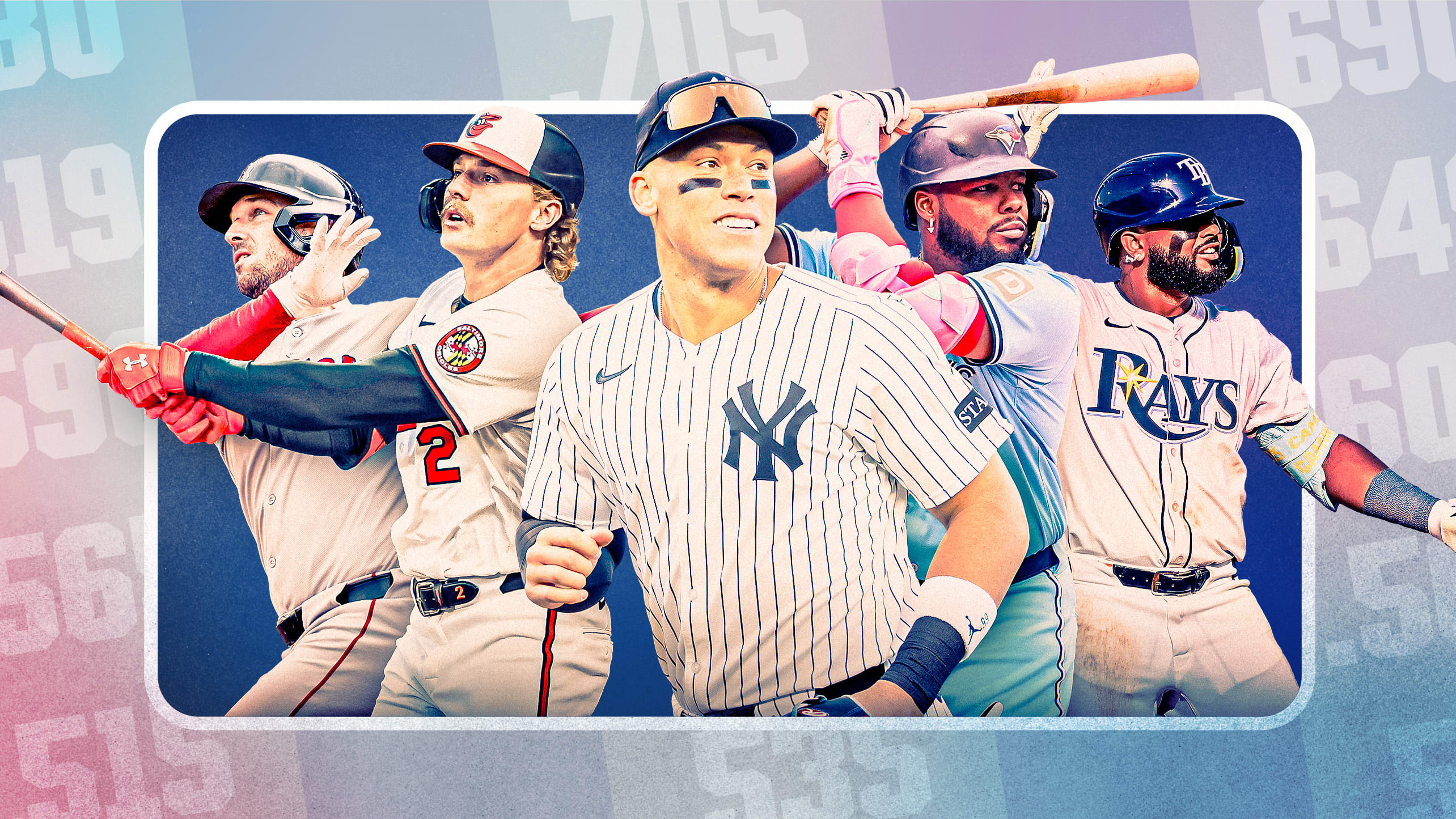 Alex Bregman, Gunnar Henderson, Aaron Judge, Vladimir Guerrero Jr. and Junior Caminero