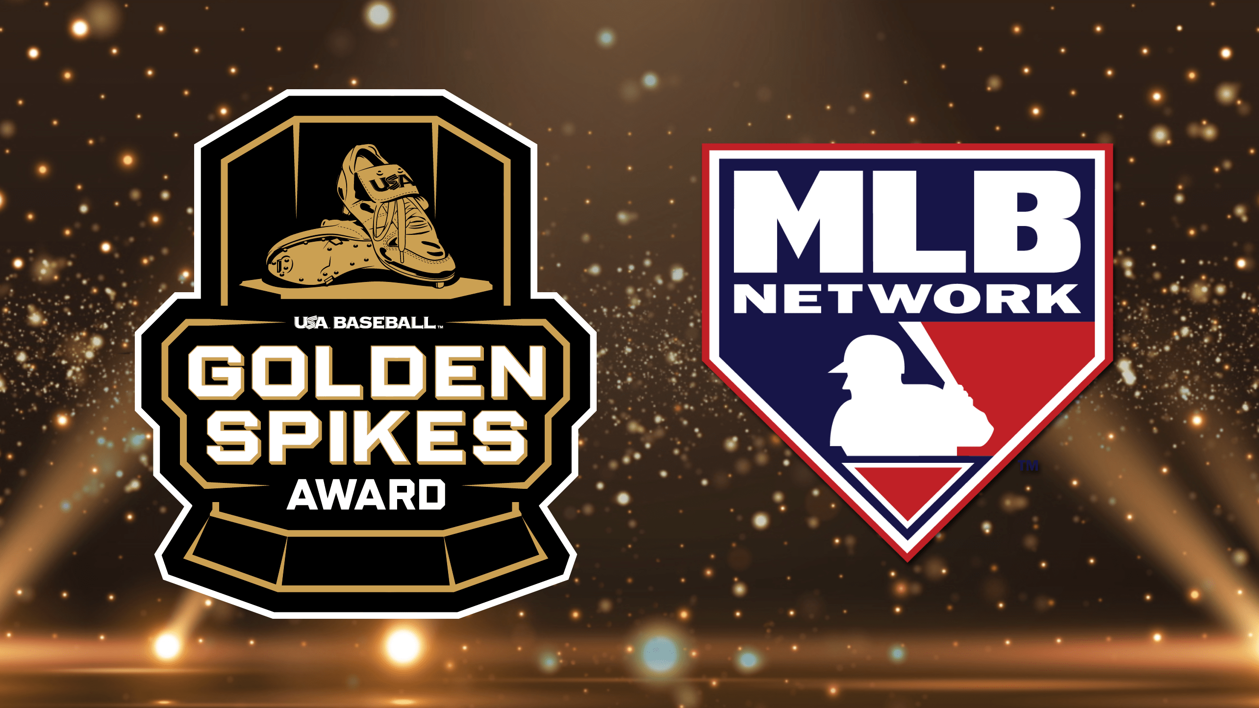 Logos for the Golden Spikes Award and MLB Network