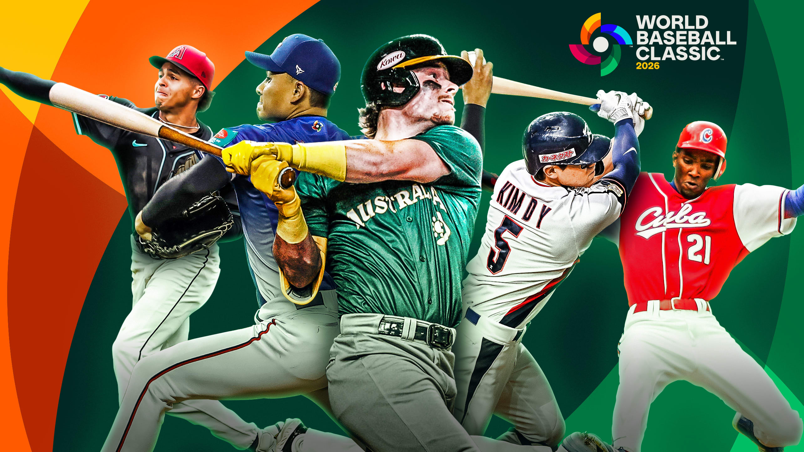 Druw Jones (Netherlands), Jo-Hsi Hsu (Chinese Taipei), Travis Bazzana (Australia), Do Yeong Kim (Korea) and Alexei Ramirez (Cuba)