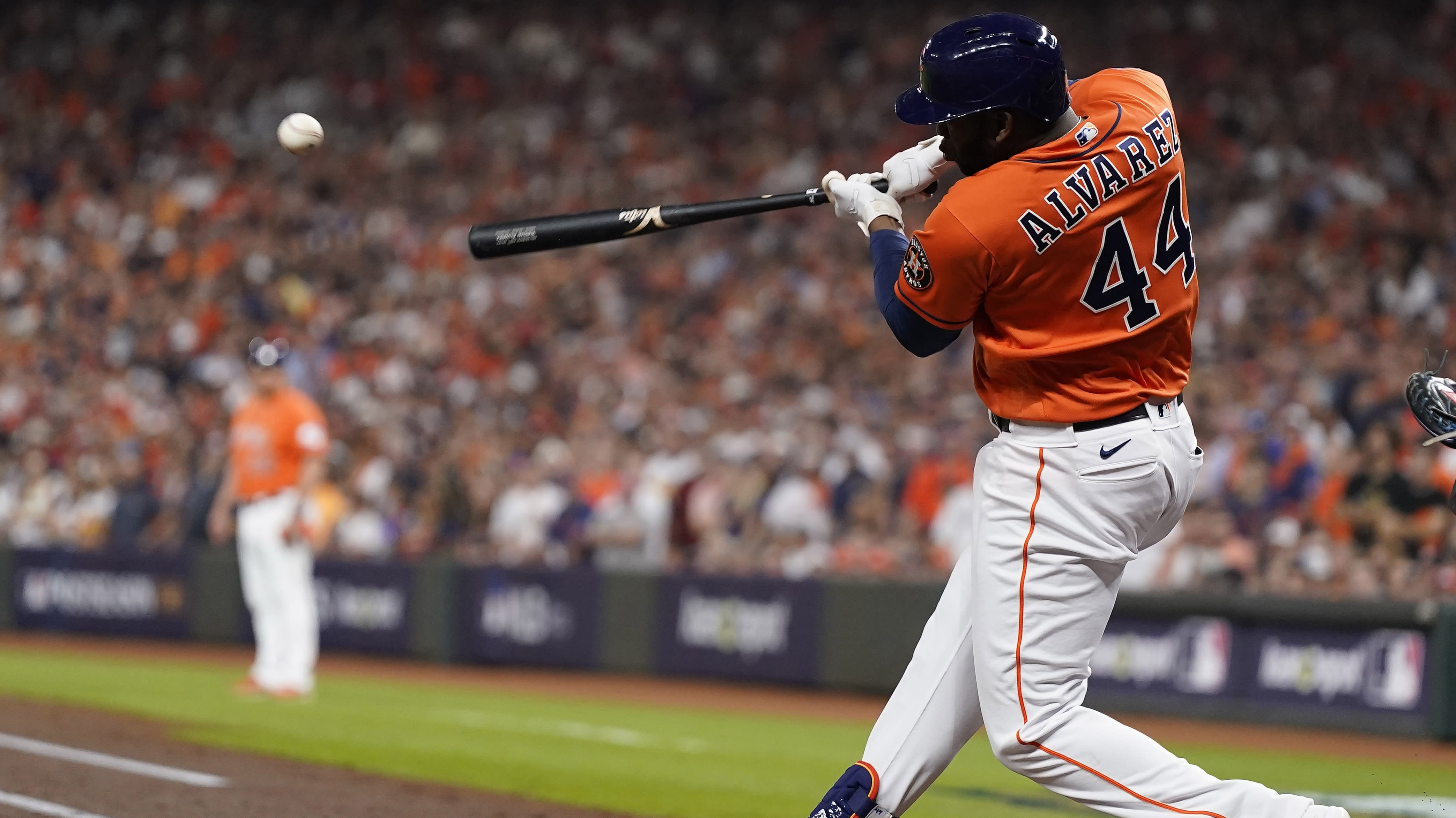 Yordan Alvarez connects with a pitch