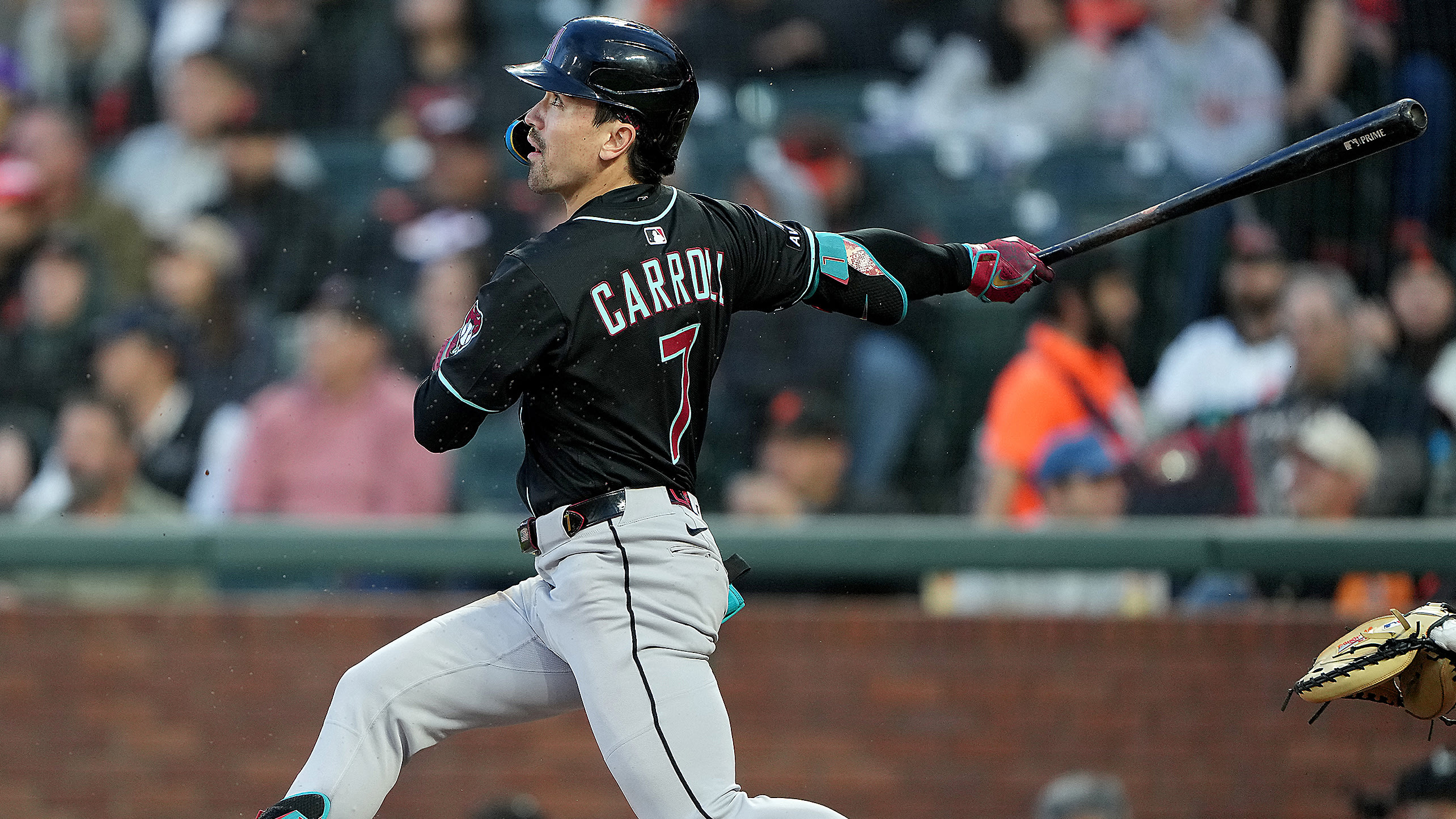 Corbin Carroll follows through on a home run