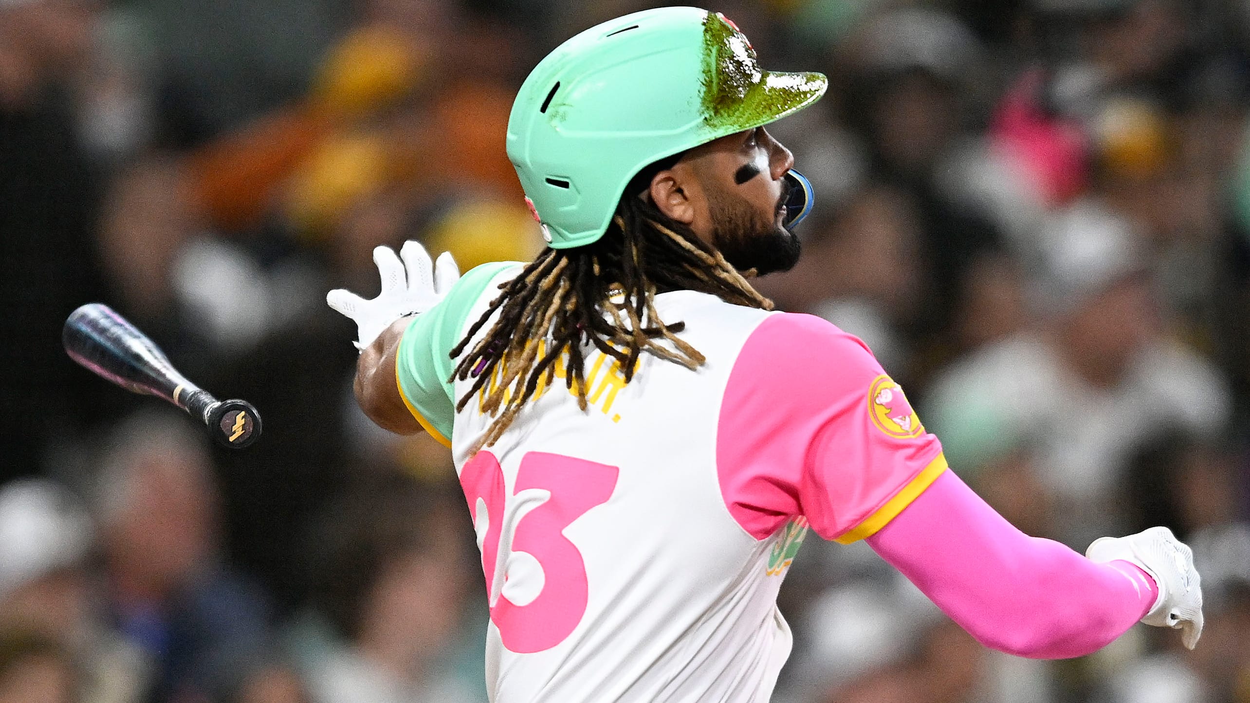 Fernando Tatis Jr. has no more need for his bat after launching a home run