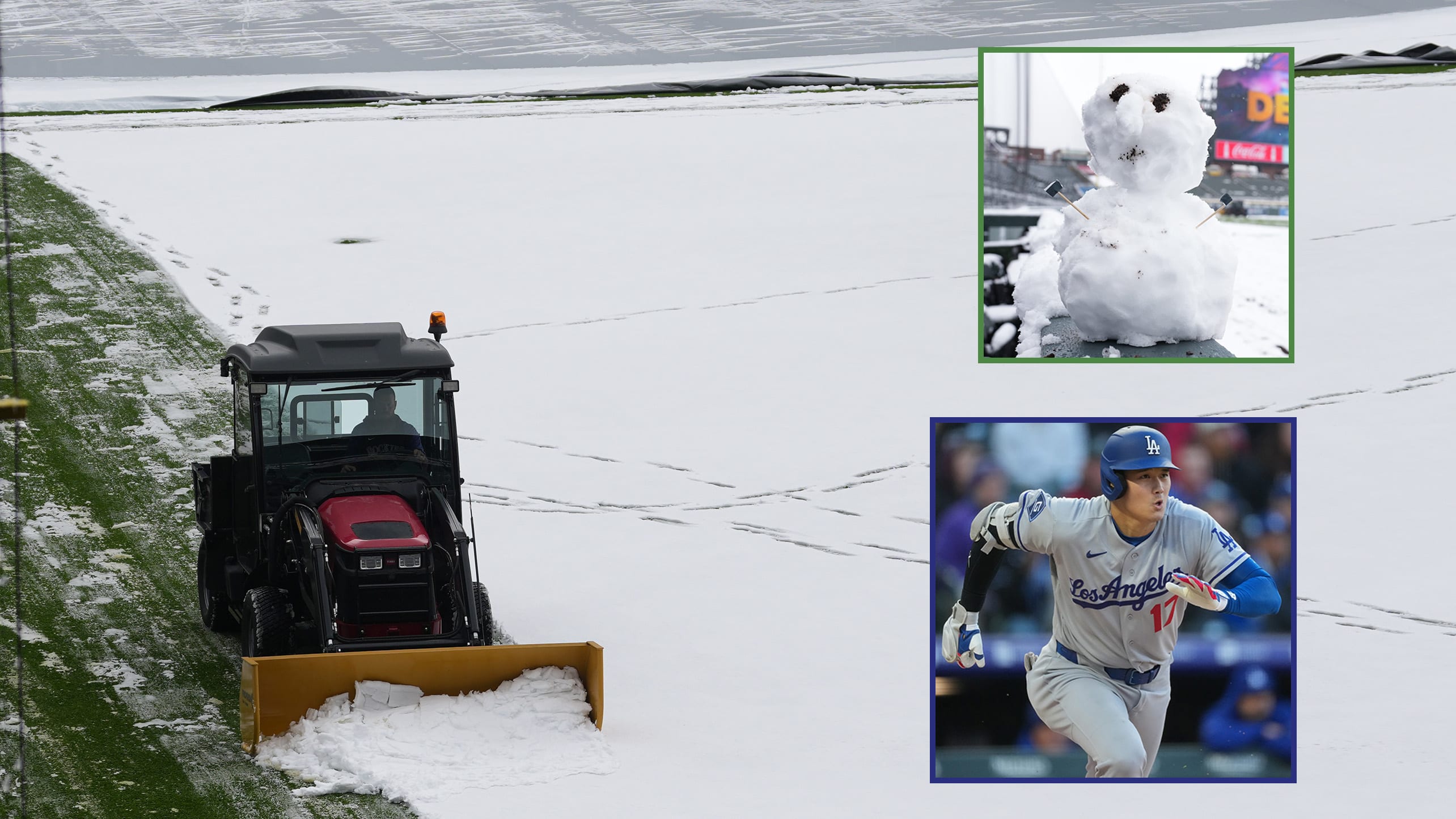 Snow is cleared from Coors Field