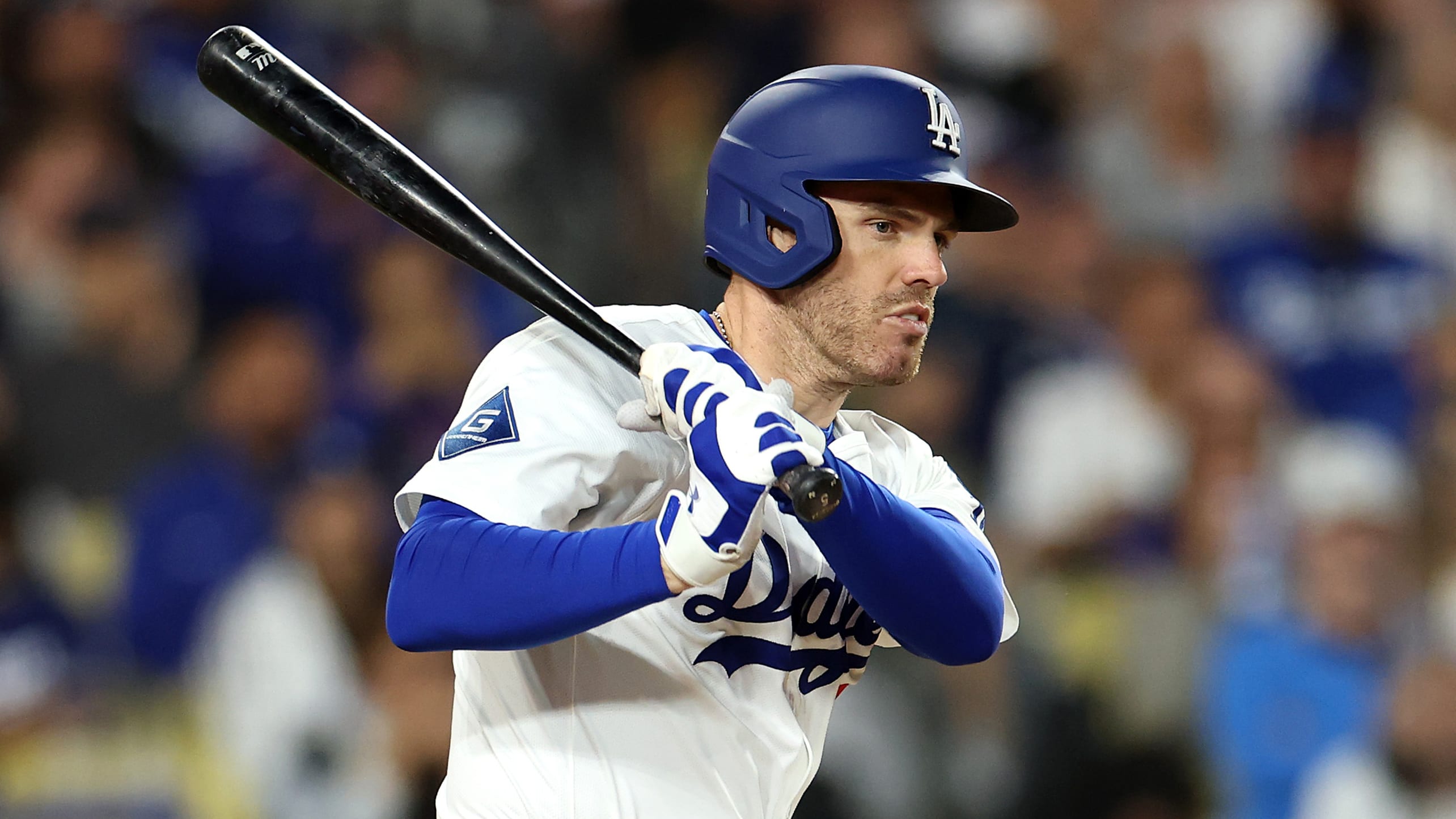 Freddie Freeman follows through on a swing
