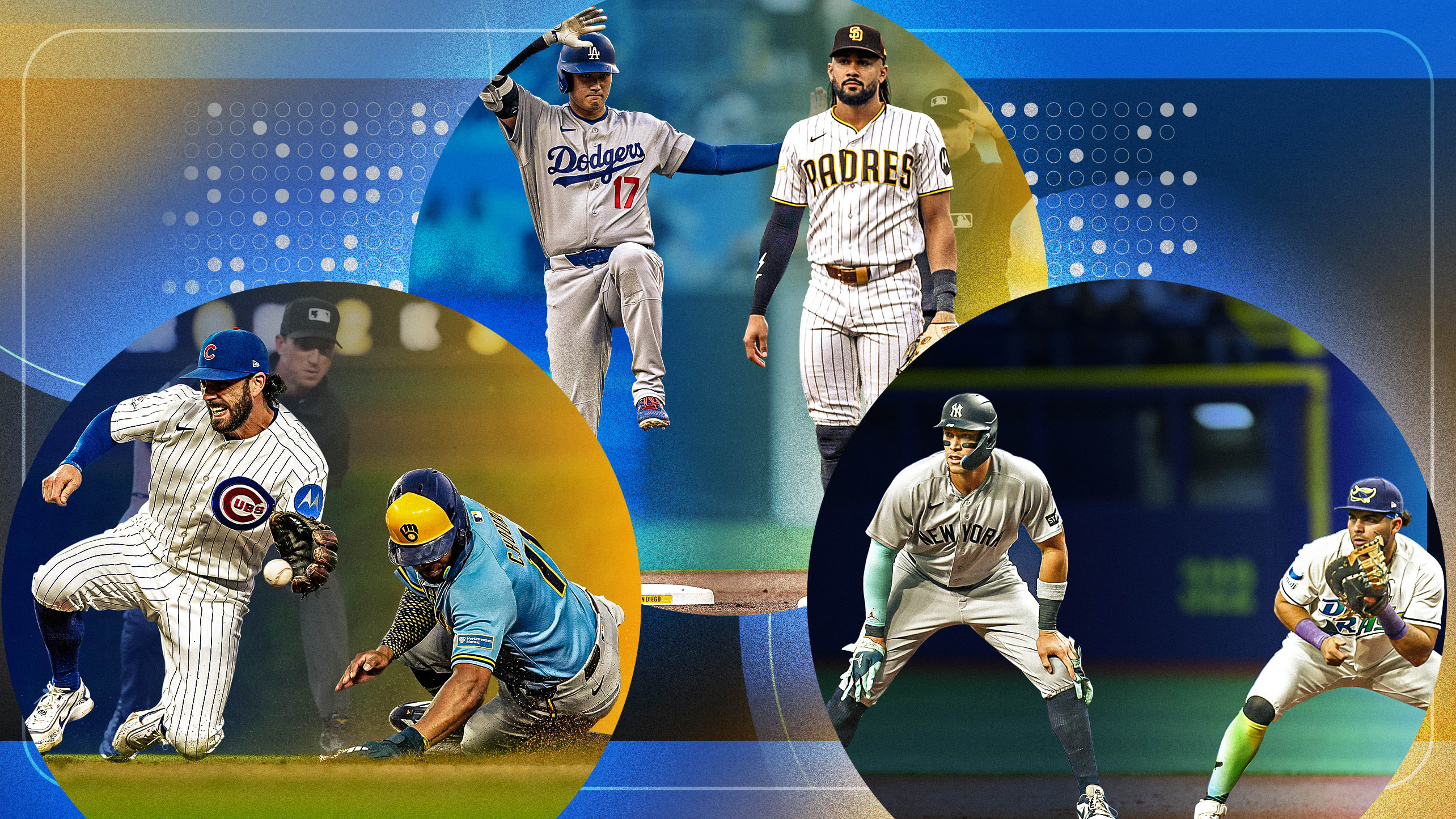 Images from Cubs-Brewers, Dodgers-Padres and Yankees-Rays games