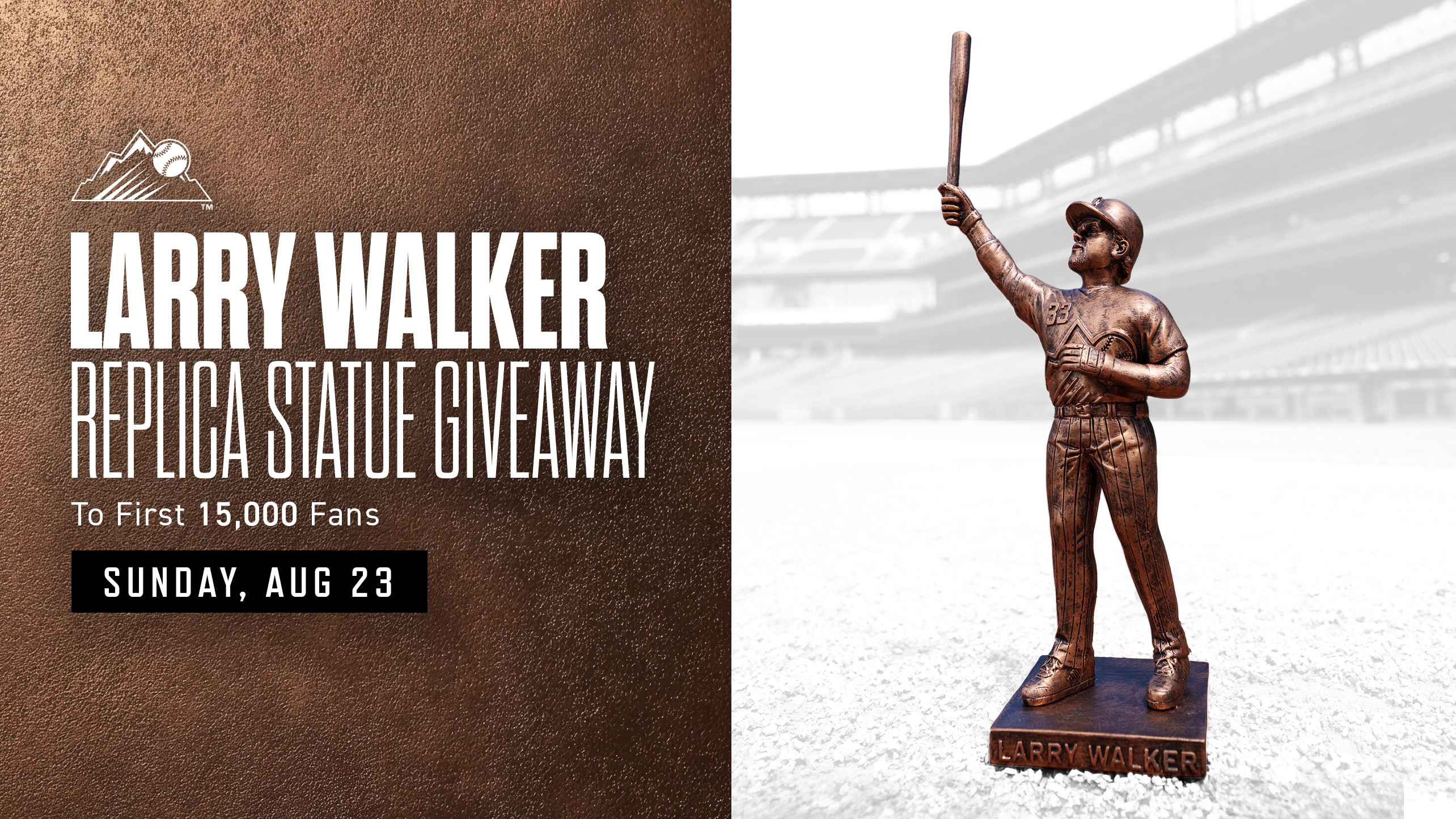 Larry Walker Replica Statue Giveaway to First 15,000 Fans | Sunday, Aug 23