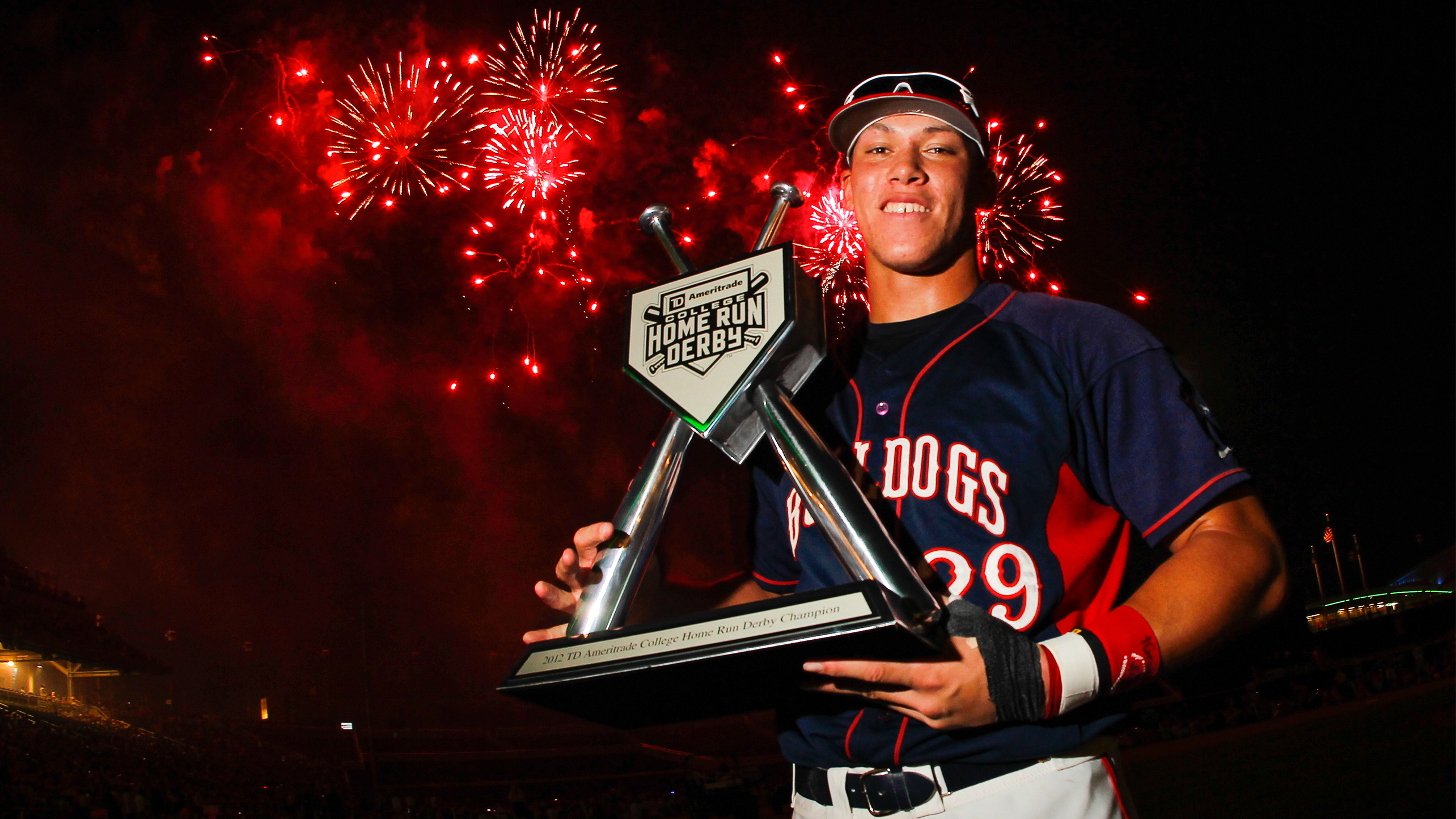 Aaron Judge with the 2012 College Home Run Derby trophy