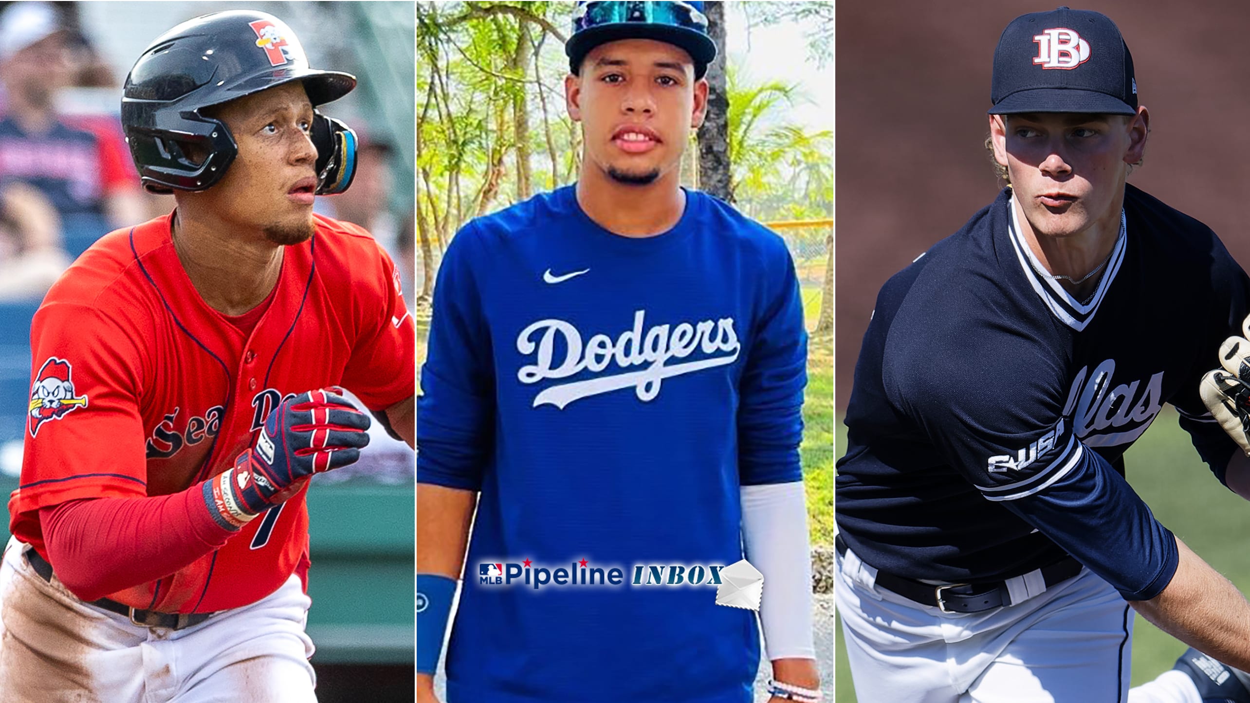 Split photo of three prospects