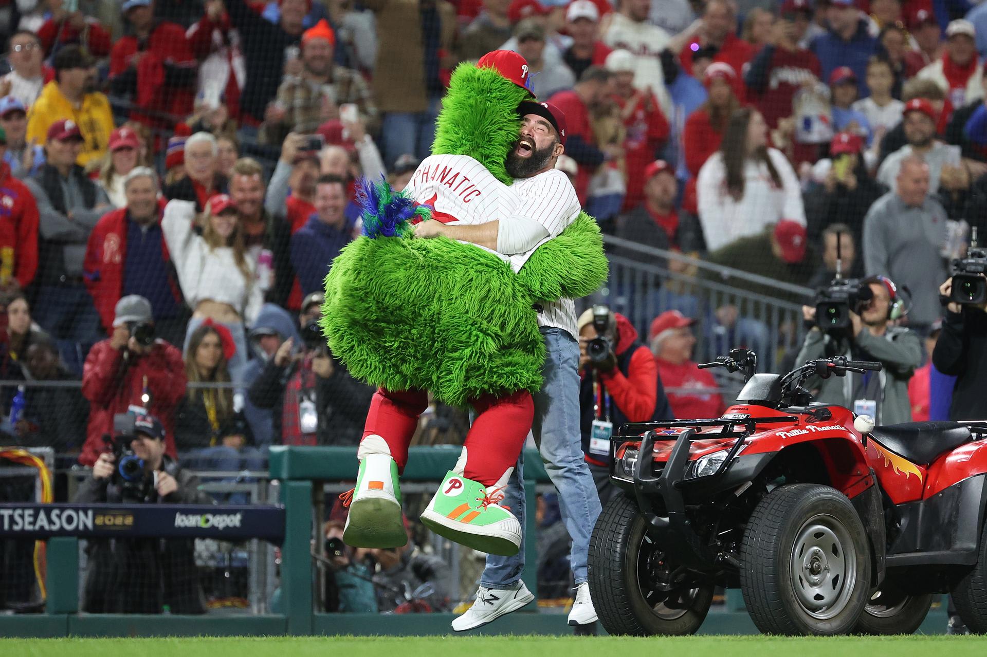 Jason Kelce and the Phillie Phanatic