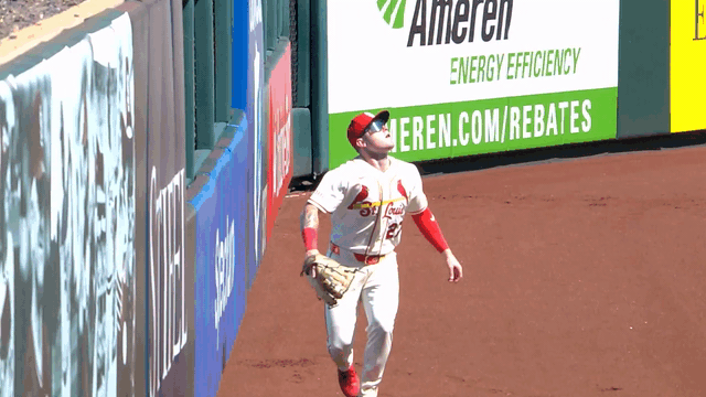 An animated gif of Nathan Church robbing a home run