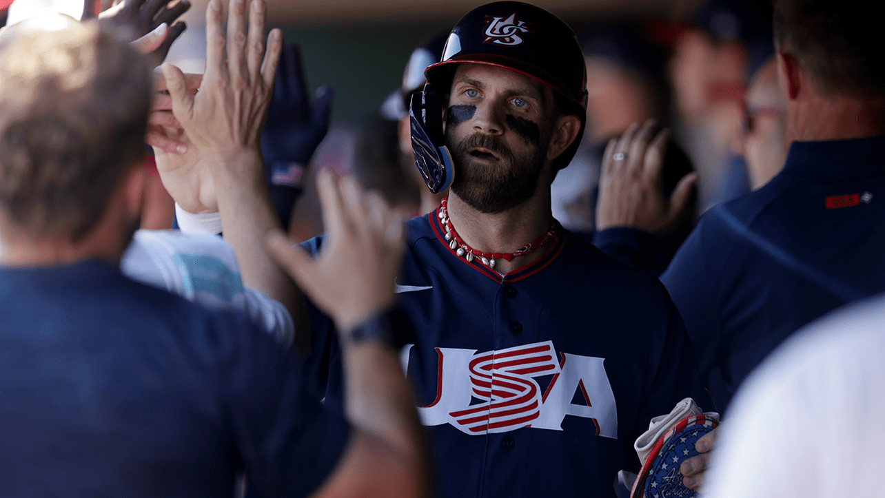 Bryce Harper getting high-fives with Team USA
