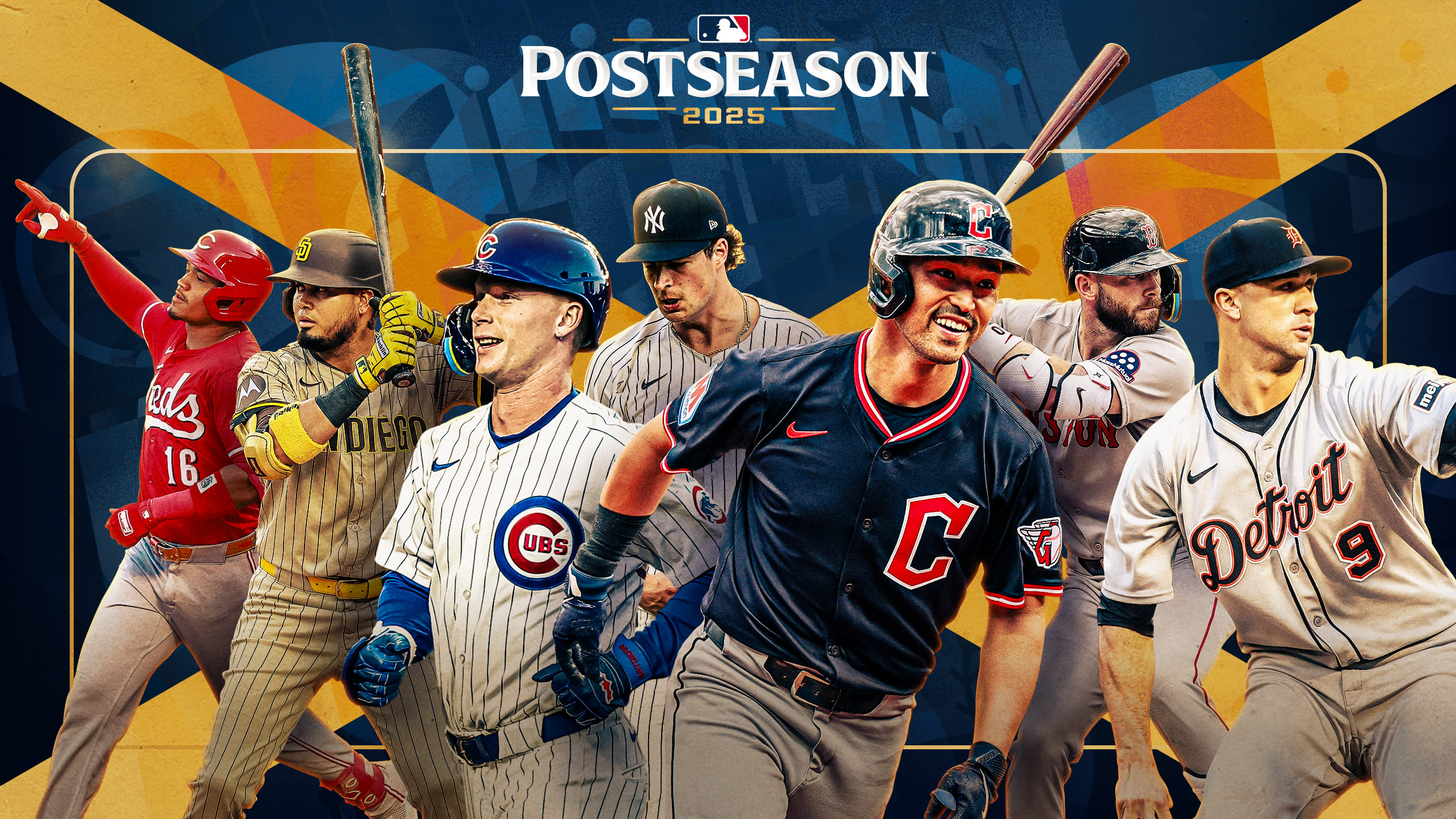 Noelvi Marte, Luis Arraez, Pete Crow-Armstrong, Cam Schlittler, Steven Kwan, Trevor Story and Jack Flaherty