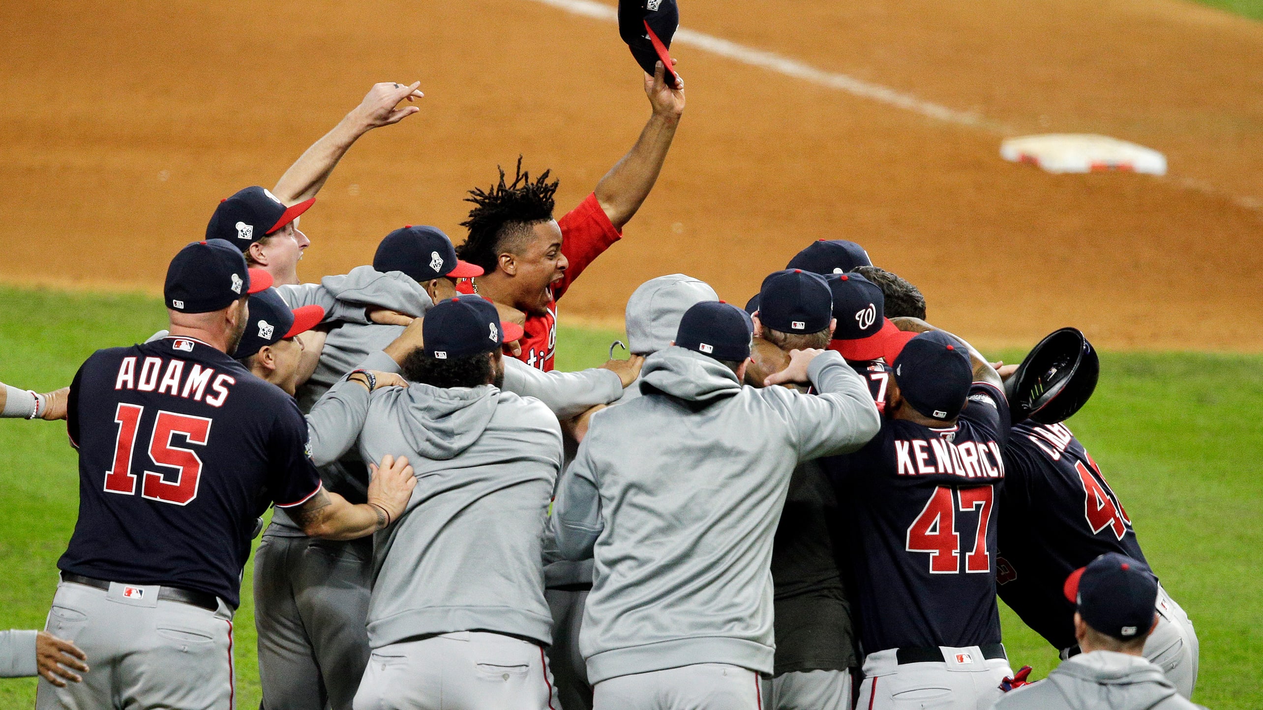 The Nationals celebrate winning the 2019 World Series