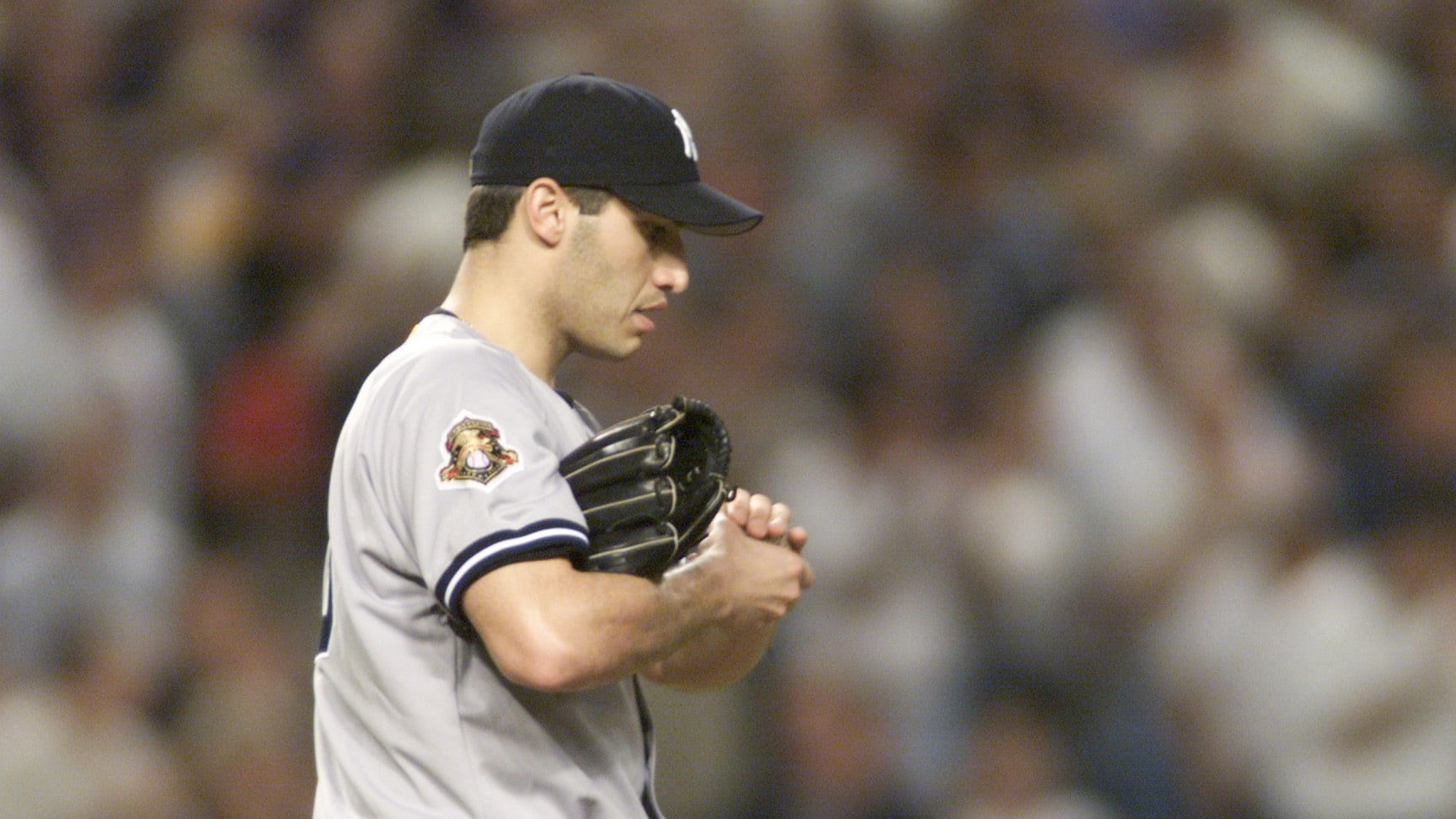 A dejected Andy Pettitte during Game 6 of the 2001 World Series