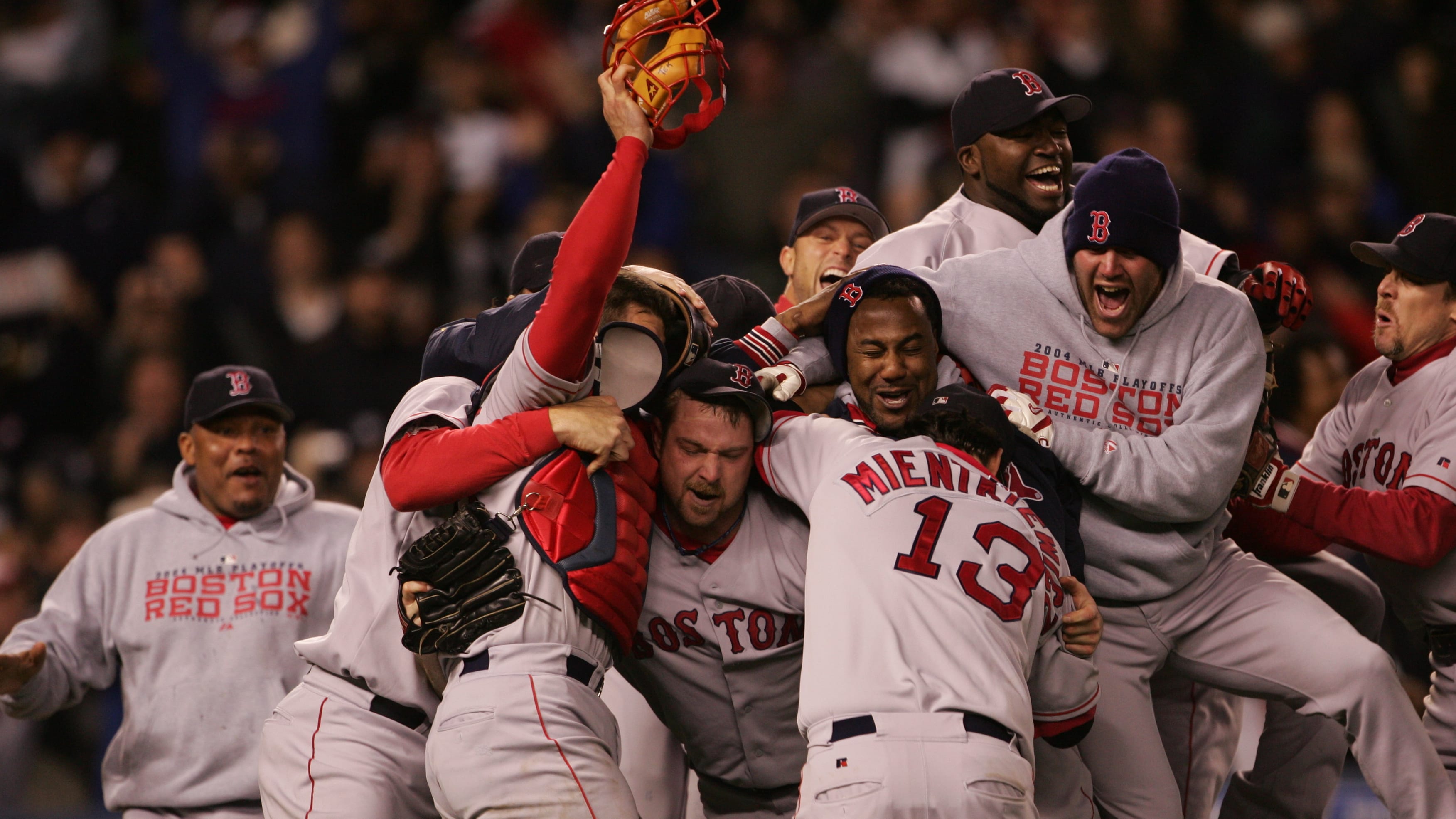 The Red Sox celebrate winning the ALCS in 2004