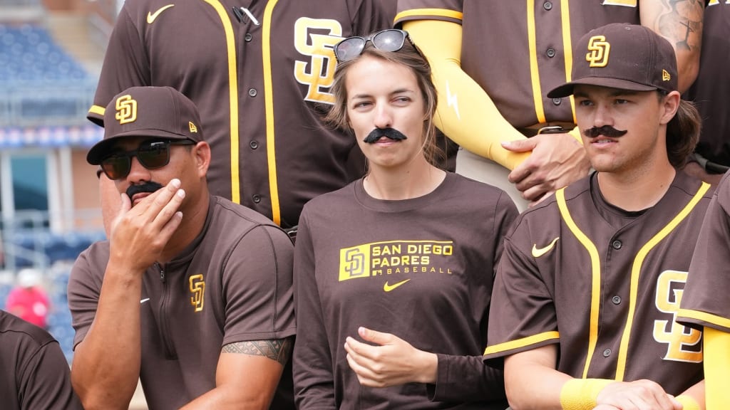 Members of San Diego's Spring Breakout team and staff sported a mustache to honor the late Padres owner Peter Seidler.