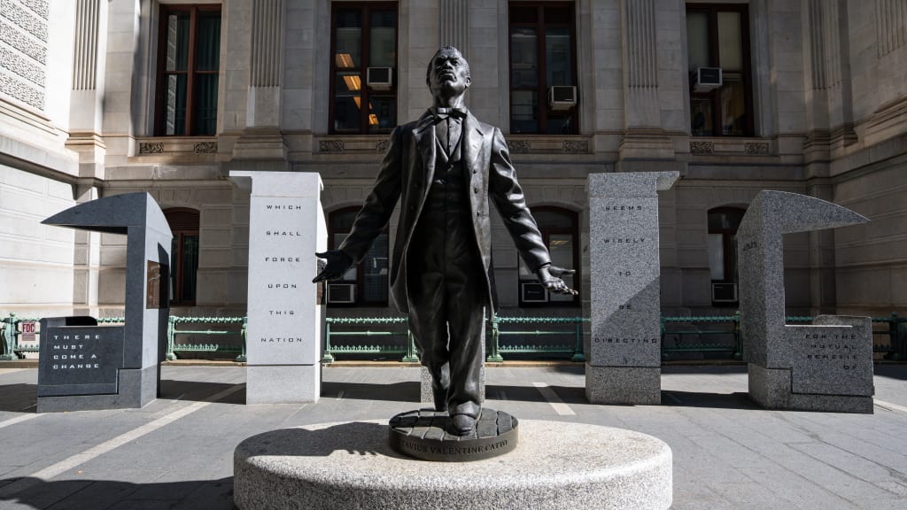 The Octavius Catto status outside City Hall in Philadelphia