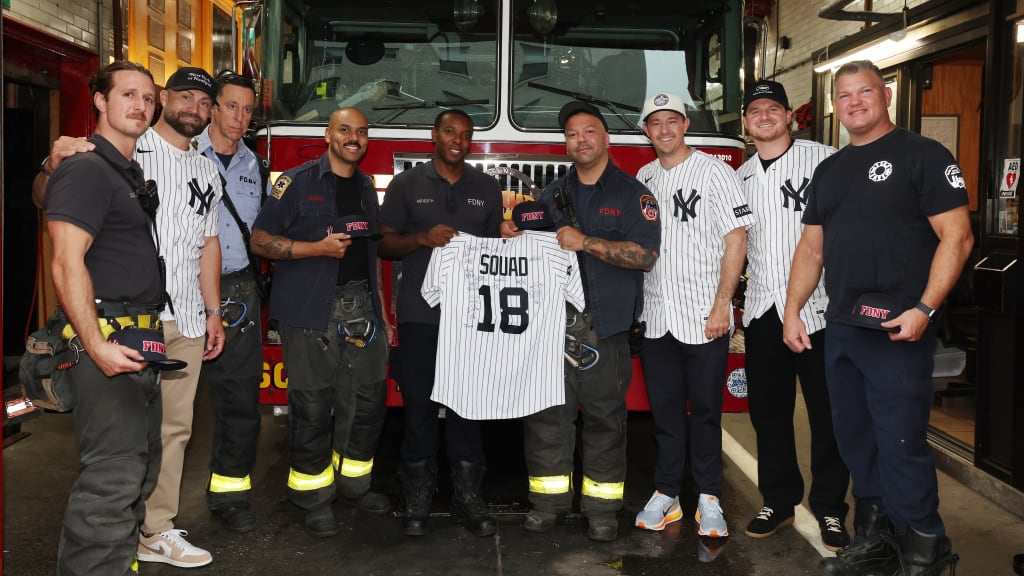 In the days leading up to the 25th anniversary of 9/11, the Yankees visited several firehouses around the city, learning about life as an FDNY firefighter and expressing their gratitude to New York’s Bravest. “Those are real heroes right there,” said Judge. “Especially going back to 9/11, where most people are running away from danger, they were the ones that were running toward it. Just amazing. Special individuals, special people.”