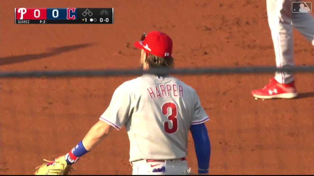 Phillies' Bryce Harper makes first MLB start at first base, flips into  camera well to make catch vs. Guardians 