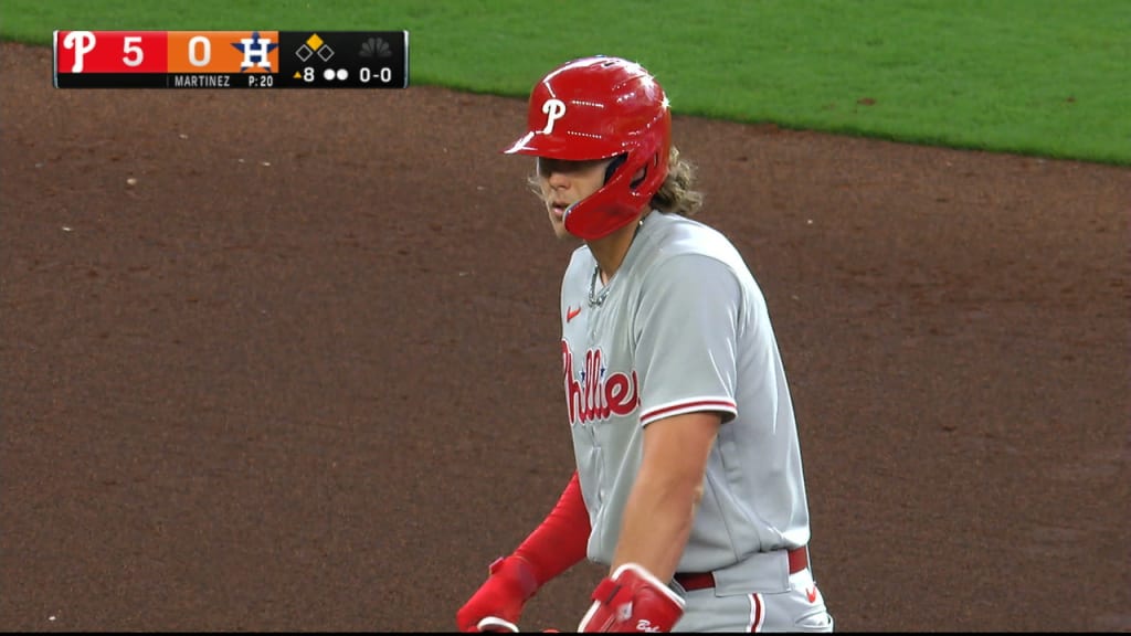 Kody Clemens of the Philadelphia Phillies reacts in front of J.P.