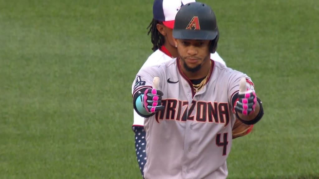 Arizona Diamondbacks' Ketel Marte celebrates after hitting a solo home run  during the eighth inning of a baseball game against the St. Louis Cardinals  Saturday, April 30, 2022, in St. Louis. (AP