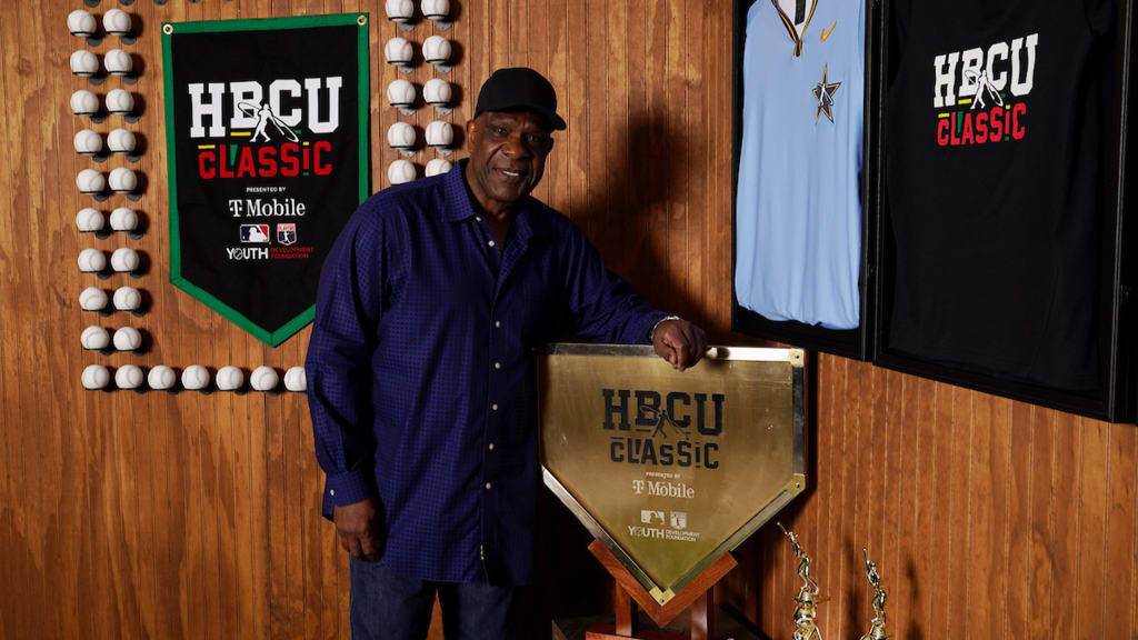 Andre Dawson poses for a photo during the 2025 HBCU Swingman Classic player photo shoot at The Westin Buckhead Atlanta on Thursday. (Photo by Kyrease Desseau/MLB Photos via Getty Images)