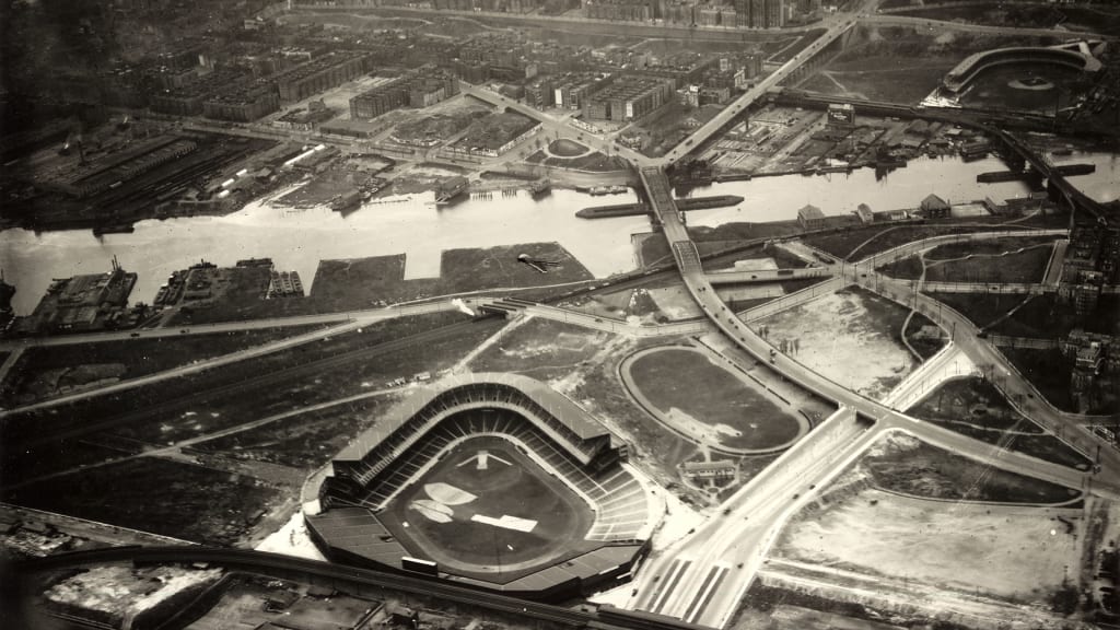 After being booted from the Polo Grounds (top right of frame), the Yankees moved across the Harlem River and into the grandest sports venue the country had ever seen. “The Yankee Stadium” had enough seating to accommodate the team’s fan base, which was growing due to the exploits of superstar slugger Babe Ruth, leading one sportswriter to label the building, “The House That Ruth Built.”