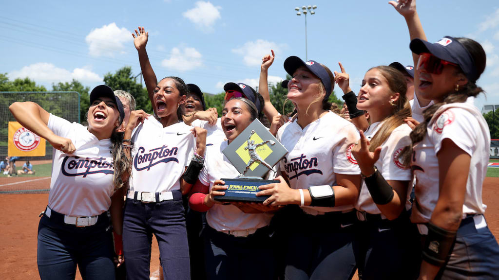 The Compton Youth Academy celebrates winning the 2026 Jennie Finch Classic Championship presented by Arm & Hammer in Philadelphia. (Isaiah Vazquez/MLB Photos via Getty Images)