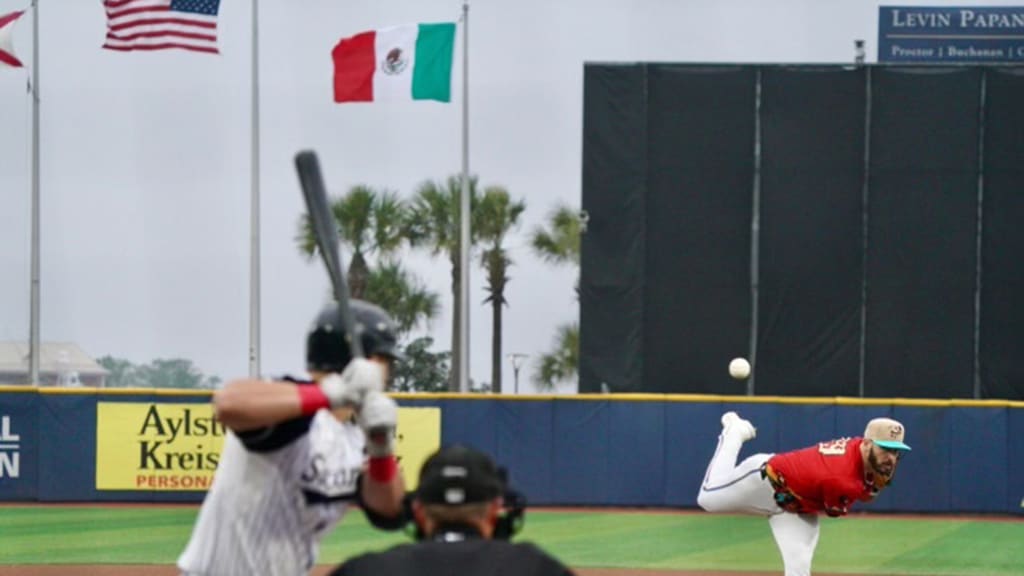 Pensacola right-hander Kyle Tucker delivers a pitch during the game.