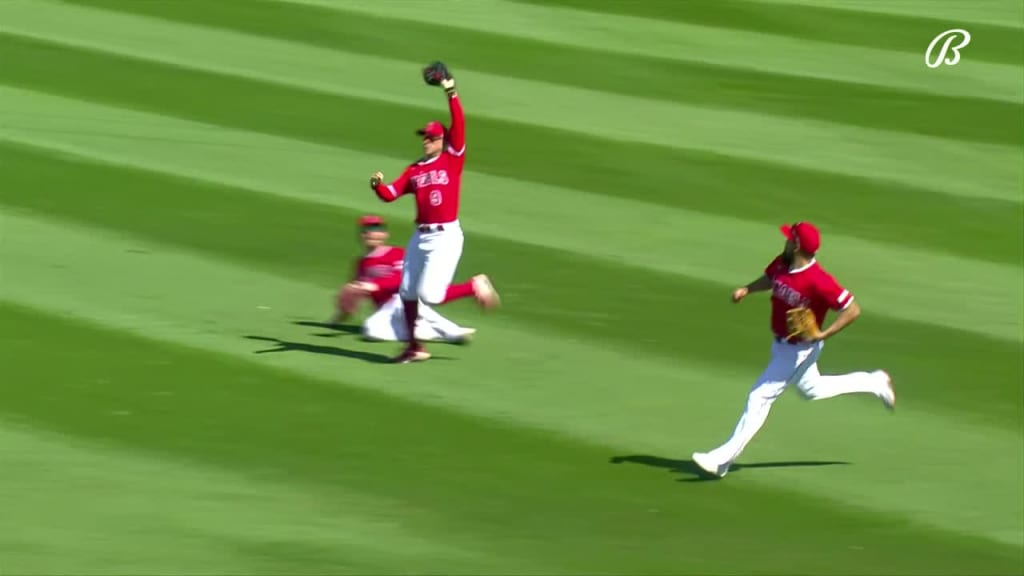 Zach Neto makes a nice running catch in shallow left