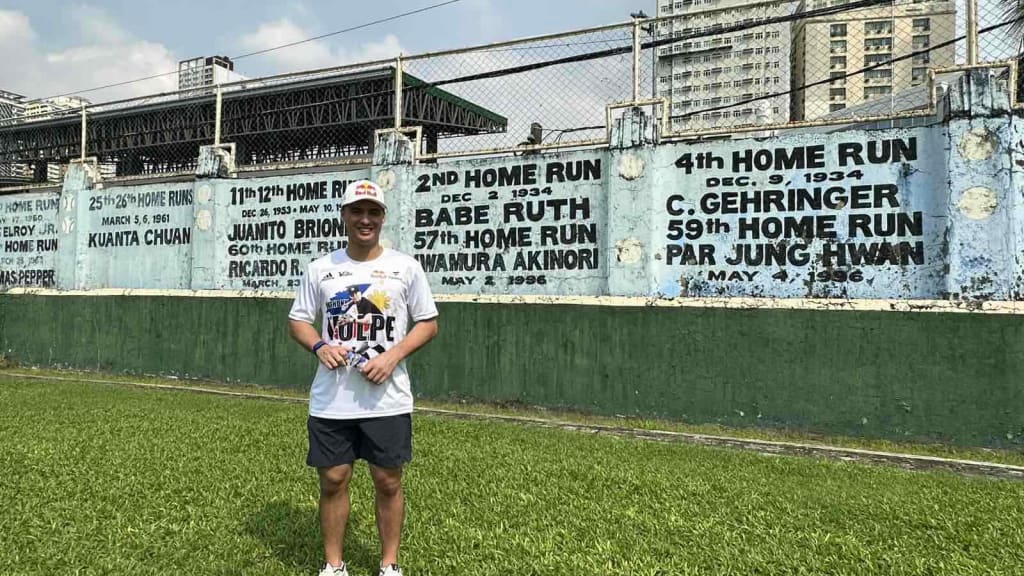 Anthony Volpe at Rizal Memorial Baseball Stadium in Manila, Philippines.