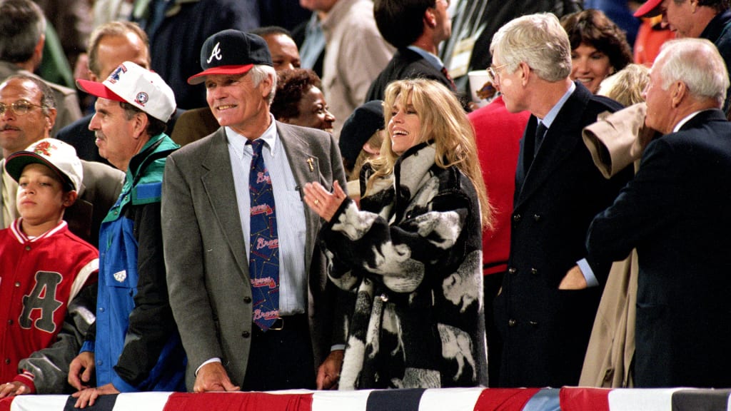 Ted Turner and wife Jane Fonda at Game 1 of the 1995 World Series.