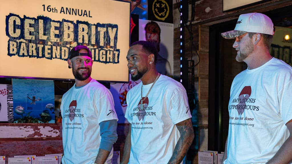 Tristan Beck, Jose Cuas and Keaton Winn take a photo at the 16th annual Celebrity Bartender Night in Scottsdale. (Photo by Scottsdale Event Photography)