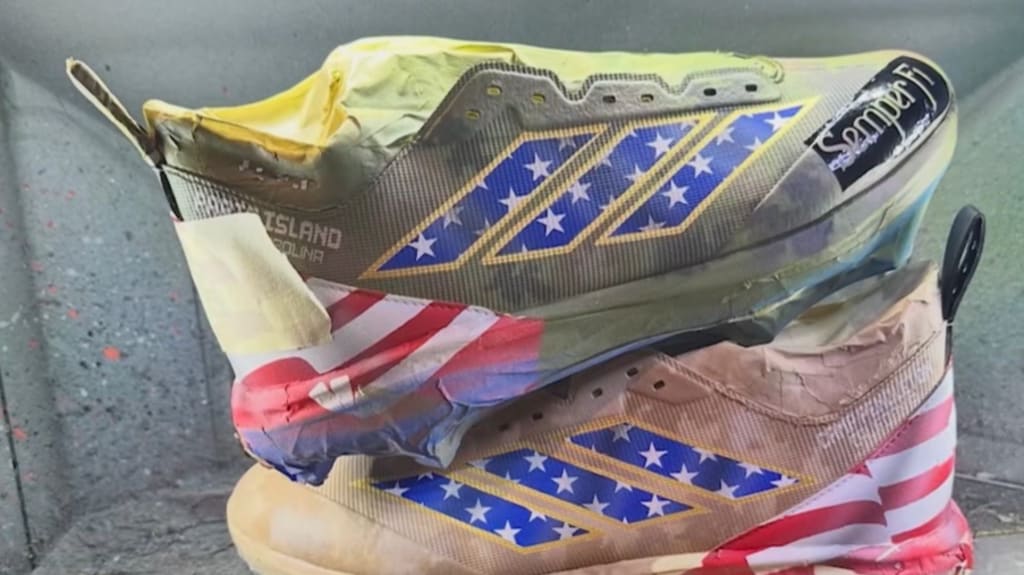 Orion Kerkering's custom cleats for Memorial Day