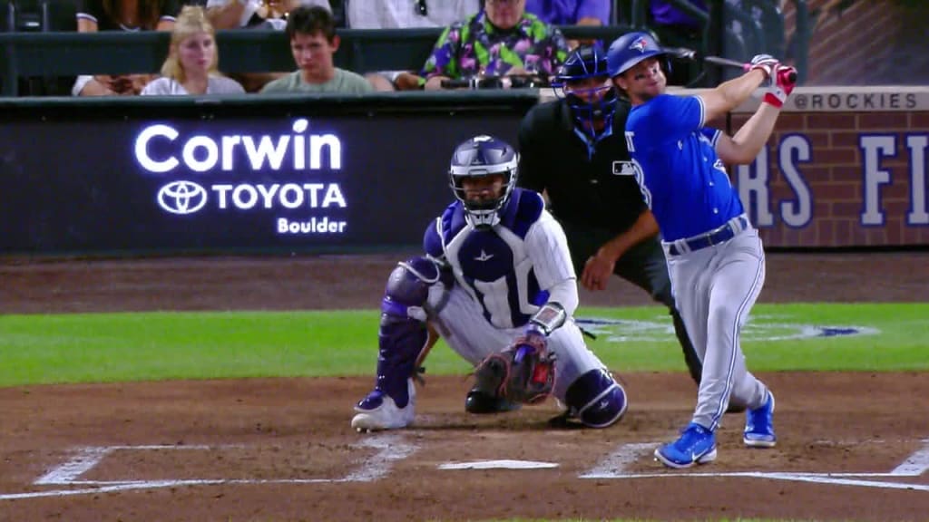 Kirk's pinch-hit double and 3 homers by Toronto power the Blue Jays past the Rockies 13-9