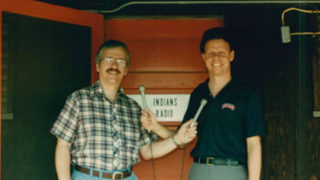 Kellman (right) and broacast partner Tom Akins, in 1985.