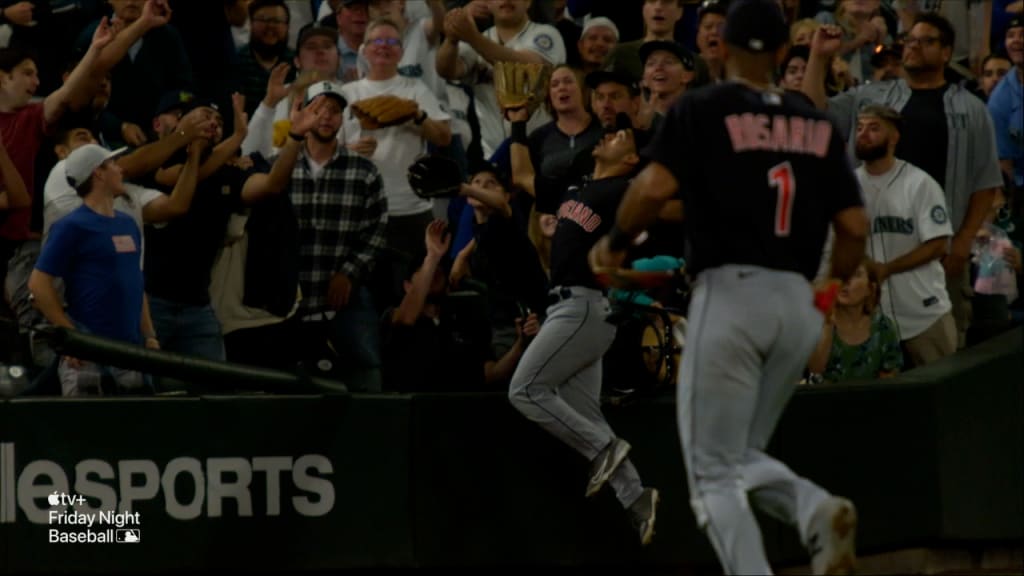 Cleveland Guardians left fielder Steven Kwan stands on deck before