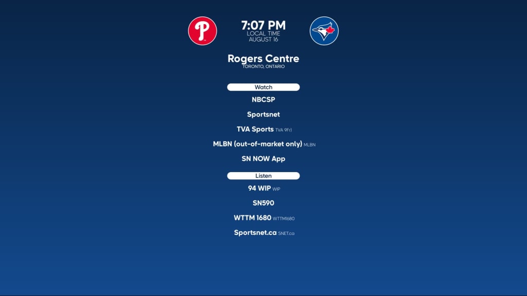 Toronto Blue Jays vs. Philadelphia Phillies Aug 16, 2023 - NOW Toronto
