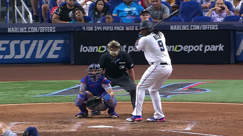 A.J. Puk of the Miami Marlins celebrates with Brant Brown hitting