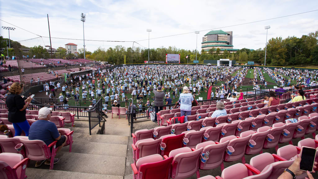 Yogi Berra Stadium fit 1,179 pairs of people on the field to set a new record for the largest game of catch.